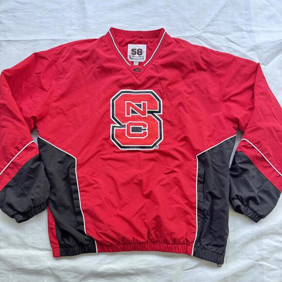 Vintage NC State Wolfpack North Carolina Red Black Pullover Jacket XL X Large - Picture 1 of 10